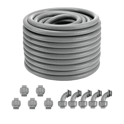 100ft 3/4" Flexible Electrical Conduit PVC Liquid Tight Non-Metallic