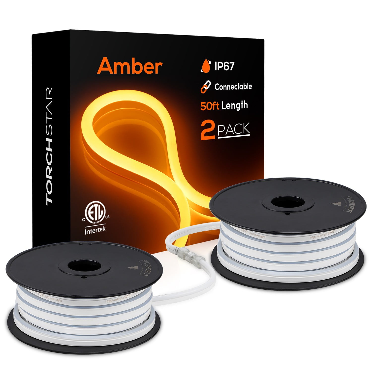 100ft (50ft X 2 Pack) LED Neon Rope Lights Outdoor, IP67 Waterproof, AC ...