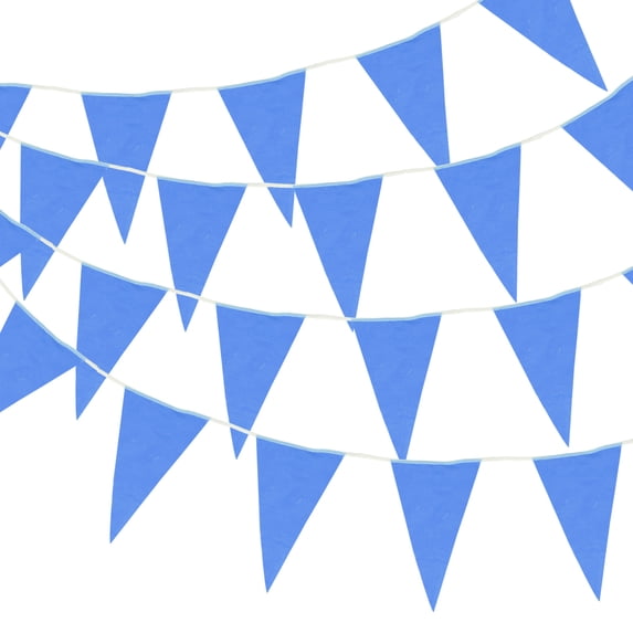 100ft Blue Pennant Banner Flags String Hanging 60PCS Triangle Bunting Flags for Outdoor Wedding Birthday Party