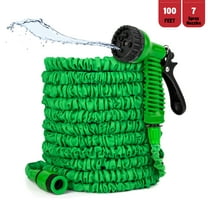 PortableOut 100ft Expandable Flexible Garden Water Hose, 3/4", 7 Sprayer Nozzle, Nylon, Outdoor