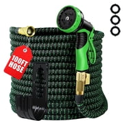 100ft Expandable Garden Hose,Flexible Water Hose with 10 Function Spray Nozzle, Extra Strength 3750D,Car Wash Hose with 3/4" Solid Brass Connector Green