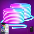 thumbnail image 1 of 100ft LED Neon Lights 24V RGB LED Rope Lights with Remote Control APP Control IP65 Waterproof Flexible Neon LED Strip Lights for Bedroom Room Outdoors Decor (2 Rolls of 50ft), 1 of 7
