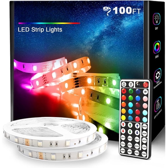 100ft Led Strip Lights, 5050 Led Lights for Bedroom, Kitchen,  Decoration