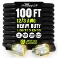 thumbnail image 1 of 100ft Outdoor/Indoor Extension Cord 10/3 Gauge Ultra Heavy Duty 3 Prong SJTW, Waterproof, Flexible Cold-Resistant Long Power Cord,125 Amp 1875W, Black by LifeSupplyUSA, 1 of 8