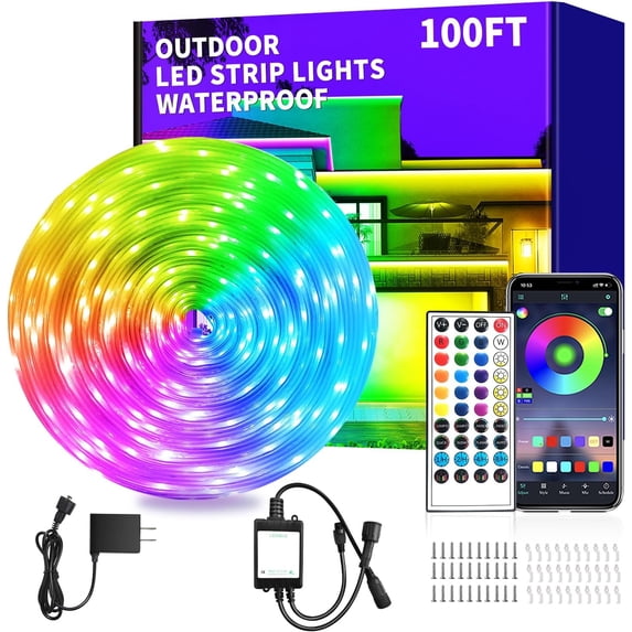 100ft Outdoor LED Strip Lights Waterproof,IP68 Waterproof LED Light ... - Interactive Outdoor Led String Lights