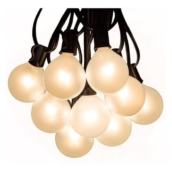 100ft Outdoor String Lights - G50 Globe Patio Lights with 100 White Pearl Bulbs - Black Cord - 2 Inch Bulbs - Commercial Grade