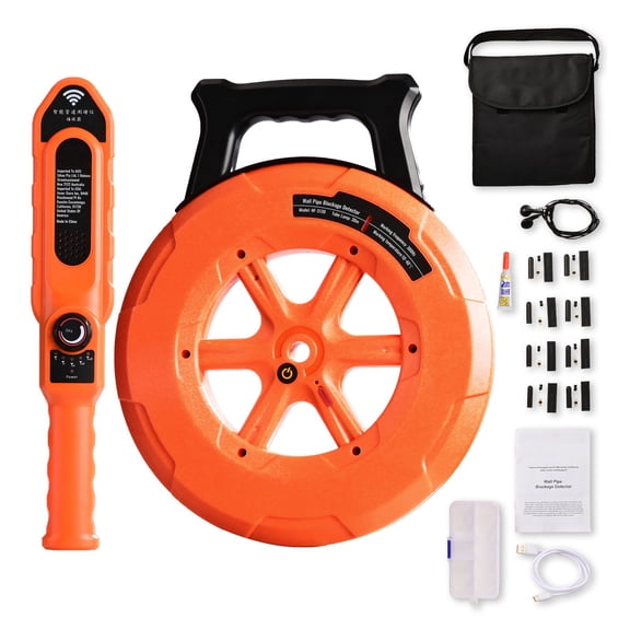 100ft PVC Pipe Locator-Underground Waterproof Detector for Blockages,Adjustable Sensitivity Wall Scanner Tool for PVC,Plastic,and Metal Water Pipes