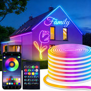100FT RGB LED Neon Rope Lights, 2 Rolls of 50FT Cuttable Flexible Neon Strips with App and Remote Control, Music Sync, 24V, IP65 Water-Resistant for Bedroom, Gaming Room, Party and Patio Decor