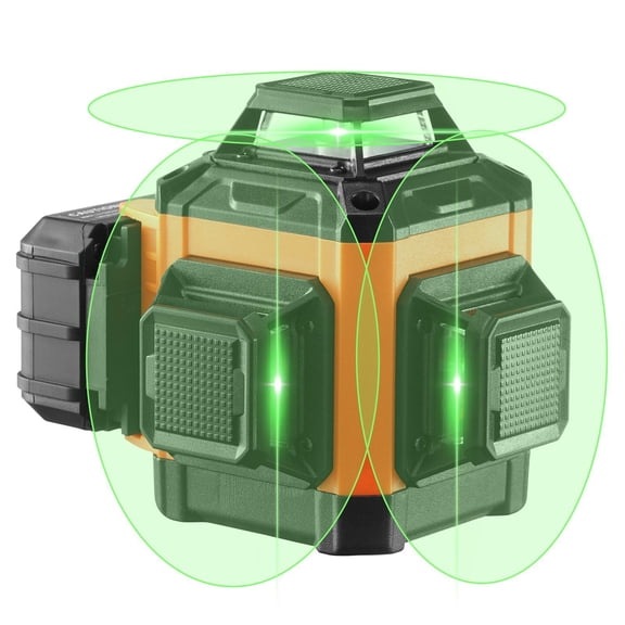 100ft Self Leveling Green Laser Level Manual 3x360 Cross Line IP54 Waterproof 8h Continuous Working with Battery and Stand