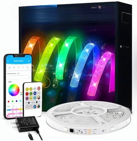 100ft Smart IC WiFi LED Strip Lights, Work with Alexa and Google Assistant, BGRIC LED Lights App Control Segmented DIY Multiple Colors, Color Changing Music Sync for Bedroom Decor (1 Roll)