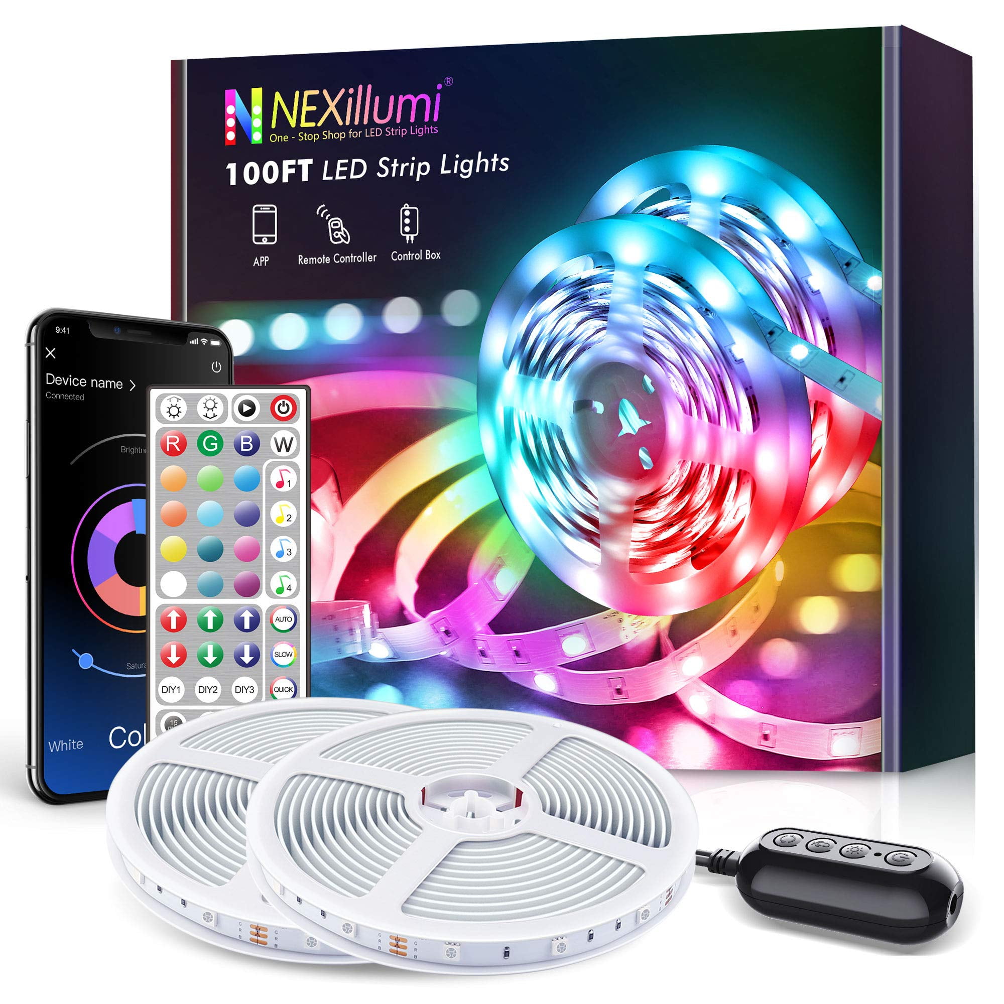 Buy 50Ft LED Strip Lights Music Sync Color Changing RGB LED Strip 20-Key  Remote, Sensitive Built-in Mic, App Controlled LED Lights Rope Lights, 5050 RGB  LED Light Strip(APP+Remote+Mic+3 Button Switch) Online at