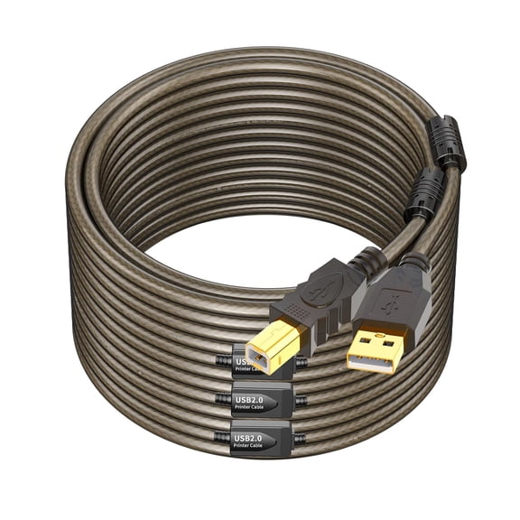 100ft USB 2.0 Printer Cord - High Speed Active Cable Compatible with Printer, Scanner, Fax Machine