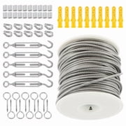 100ft Wire Rope Kit, Stainless Steel Aircraft Cable Vinyl Coated, Strand Cable Kit for Outdoor String Lights,Climbing Plants,Pictures,Clothes,Curtain Hanging
