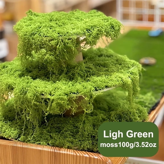 Tifaealis Artificial Green Moss 100g/3.52oz Fake Moss for DIY Terrariums, Craft Projects & Decorative Landscapes Faux Moss for Plants, Craft Moss, Green Moss for Decorating, Ideal for Christmas,
