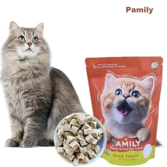 Pamily Freeze-Dried Pet Treat Cubes, Duck Flavor for Dogs and Cats, 100g/3.5oz Bag