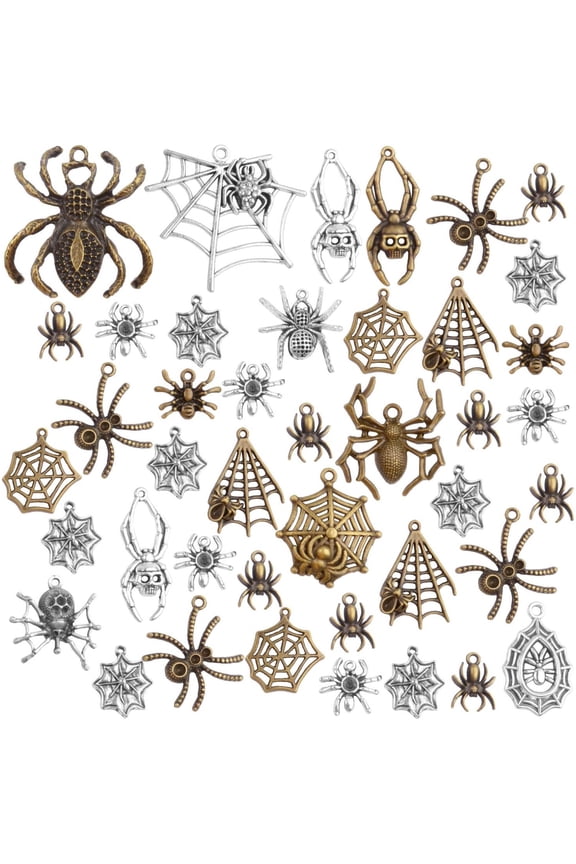 100g(30-50pcs) Vintage Spider Pendant Charms Mixed Halloween Spider Pendant for Craft DIY Jewelry Making
