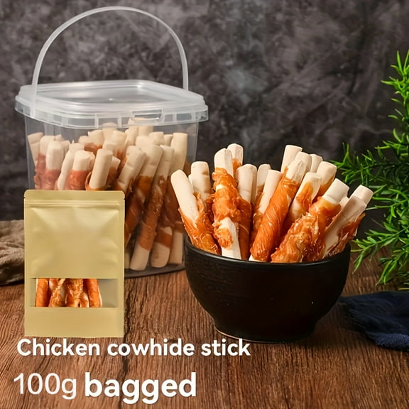 100g/400g(3.53oz/14.11oz) Chicken Wrapped Rawhide Sticks, Dog Treats For Small, Medium, & Large Dog, Made With Real Chicken, Rawhide - Healthy, Easily Digestible, Dog Chews Long Lasting
