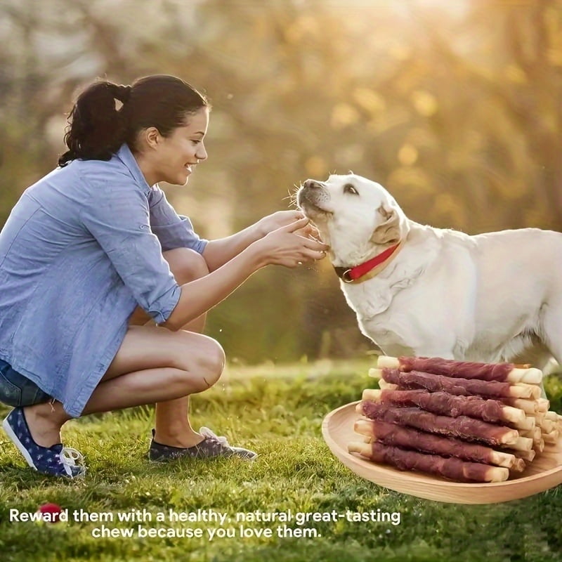 100g/500g(3.53oz/1.1LB) Duck Wrapped Rawhide Sticks, Dog Treats For Small, Medium, & Large Dog, Made With Real Duck, Rawhide - Healthy, Easily Digestible, Dog Chews Long Lasting