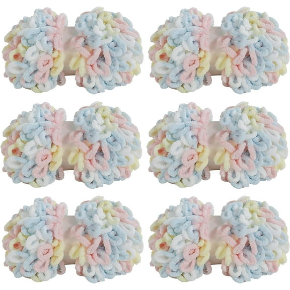 100g 9m 12pack Bulky Loop Yarn for Finger Knitting Soft,Off The Hook Loop Yarn,No-Needle Craft Chenille Yarn for Crocheting, Hand-Knitting Yarn