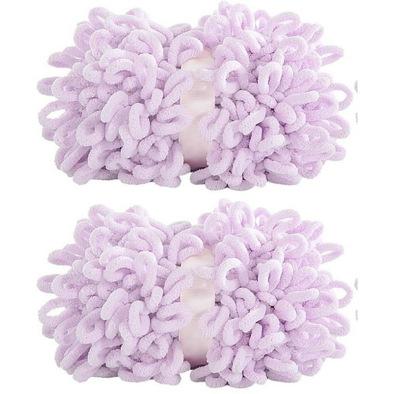 100g 9m 2pack Bulky Loop Yarn for Finger Knitting Soft,Off The Hook Loop Yarn,No-Needle Craft Chenille Yarn for Crocheting, Hand-Knitting Yarn