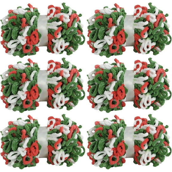 100g 9m 6pack Bulky Loop Yarn for Finger Knitting Soft,Off The Hook Loop Yarn,No-Needle Craft Chenille Yarn for Crocheting, Hand-Knitting Yarn