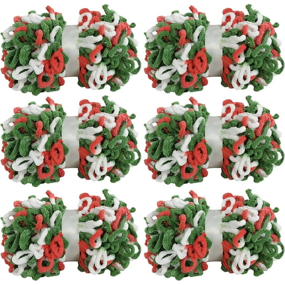 100g 9m 6pack Bulky Loop Yarn for Finger Knitting Soft,Off The Hook Loop Yarn,No-Needle Craft Chenille Yarn for Crocheting, Hand-Knitting Yarn