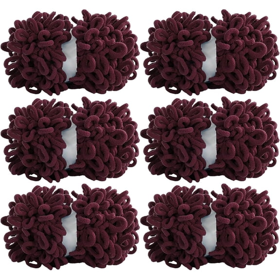 100g 9m 6pack Bulky Loop Yarn for Finger Knitting Soft,Off The Hook Loop Yarn,No-Needle Craft Chenille Yarn for Crocheting, Hand-Knitting Yarn