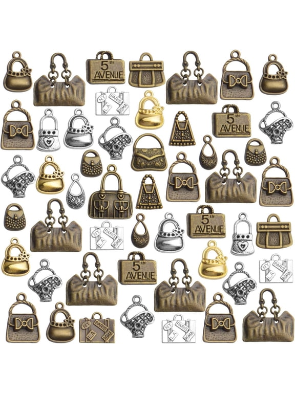 100g(About 30-60pcs) Antique Handbag Women Bag Pendants Creative Purse Charms Pendant Crafts for Birthday Gifts Bracelet Necklace Earring Jewelry Making