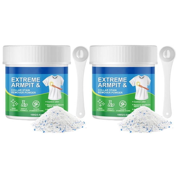 100g Advanced Laundry Stain Remover Powder for Clothes White and Colored Fabric Deep Cleaning Treatment Effectively Removes Yellow Armpit Stains Collar Grime Makeup Residue (1pcs)