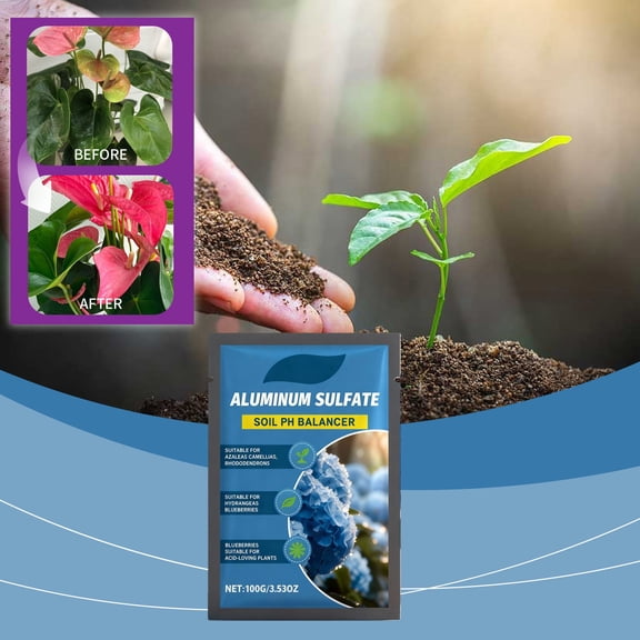 100g Aluminum Sulfate Soil pH Balancer, Acidifying Fertilizer for Hydrangeas, Azaleas & Blueberries