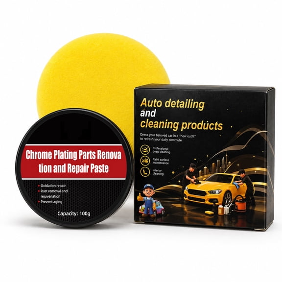 100g Automotive Electroplated Metal Polishing Rust Spots Foggy Discoloration On Car Door Wheel Emblem -Aging Maintenance Wax