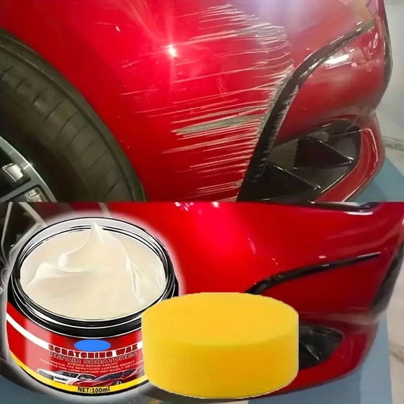 100g Car Paint Scratch Nano Repair Paste with Sponge Kit, Universal Swirl Light Scratch Remover, DIY Polishing Brightener for Multi-Color Auto Body Paint Maintenance