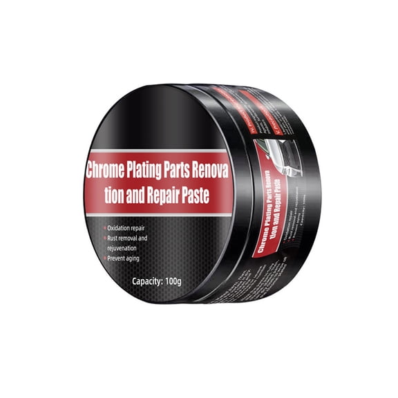 100g Chrome Polish, Removes Rust Spots & Oxidation, Metal Restoration Wax for Car Door, Wheel Emblem & Trim, High Gloss Finish, Safe for Stainless Steel & Aluminum, Auto Detailing
