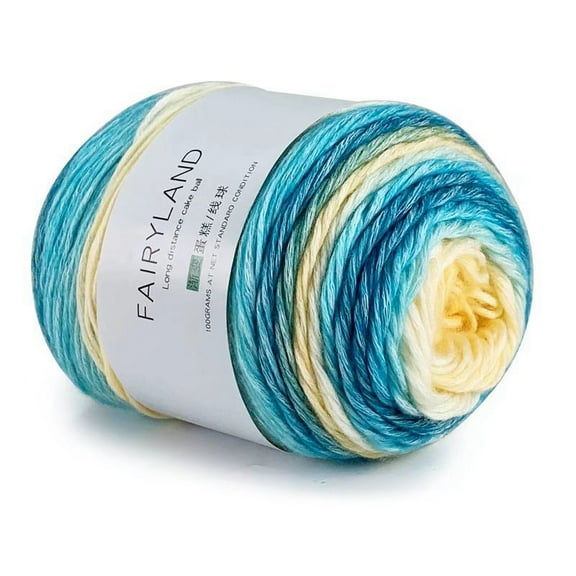 100g Cotton Yarn Dyeing Fancy Blend Yarn Crocheting Cake Yarn Rainbow Yarn for Sweater Coat Scarf and Hat Deep Sky Blue 3mm