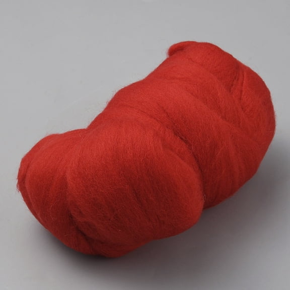 100g DIY Wool Roving Needle Felting Supplies Red 55~70mm long/100g