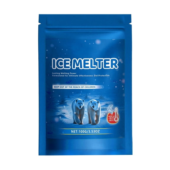 100g Ice Melt Safer for Concrete,Road Ice Melt,Snow Salt Ice Melt,Salt for Snow and Ice Removal,Sidewalk Salt,Driveway Salt,Efficient Ice Melting,Pet,Plant and Concrete Friendly(Blue)