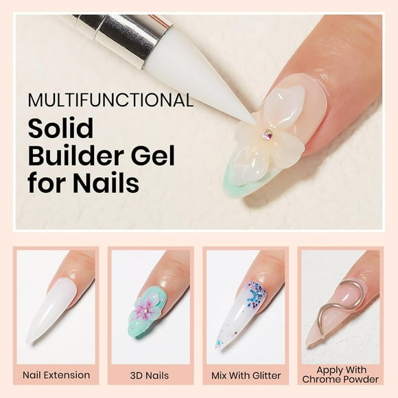100g Milky White Solid Builder Gel for Nails, Large Capacity Builder Gel Nail Kit Hard Gel for Nails Sculpting Gel for Nail Art 3D Gel U V LED Nail with 36pcs Nail Form, for Nail Salon Home DIY