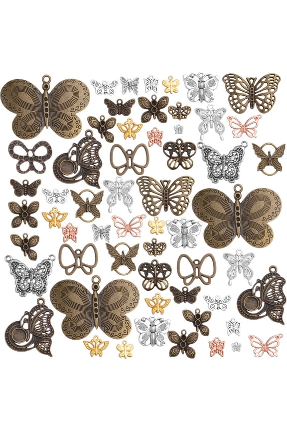100g Mixed Butterfly Charms Vintage Fly Insect Pendant Charms for Necklace Bracelet Jewelry Making Crafting