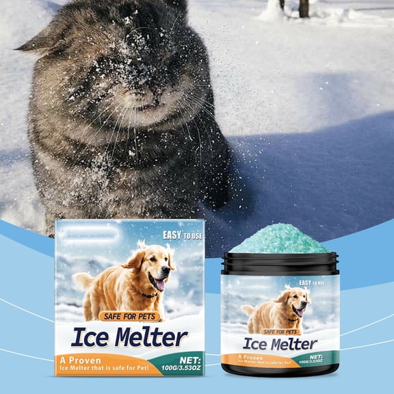 100g Pet-Friendly De-Icing and Snow-Melting Agent – Eco-Safe Ice Melt for Driveways, Patios, and Walkways, Courtyard Non-Irritating to Pet Paws, No Residue, Safe for Plants and Surfaces