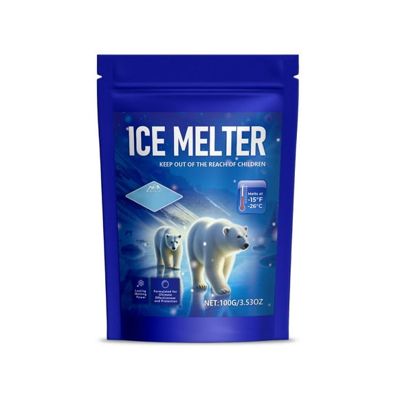 100g Pet-Friendly Ice Melt Pellets, Concrete-Safe & Non-Staining Heat-Generating Formula, Effective Down to -15C, Snow & Ice Remover for Driveway, Sidewalk, Garden & Outdoor Spaces