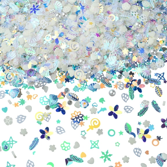 100g Plastic Clear Sequins Glitter Sequins Assorted Shaped White AB Color PVC Paillette Imitation Pearl Star Nail Art Decoration