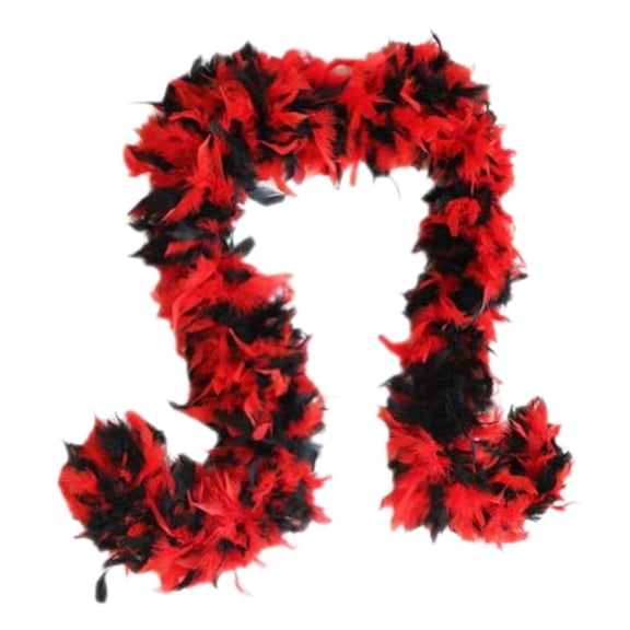 100g Red Black Feather Boa, 6 Ft Full Fluffy Halloween Costume Accessory for Parties, Weddings and Crafts