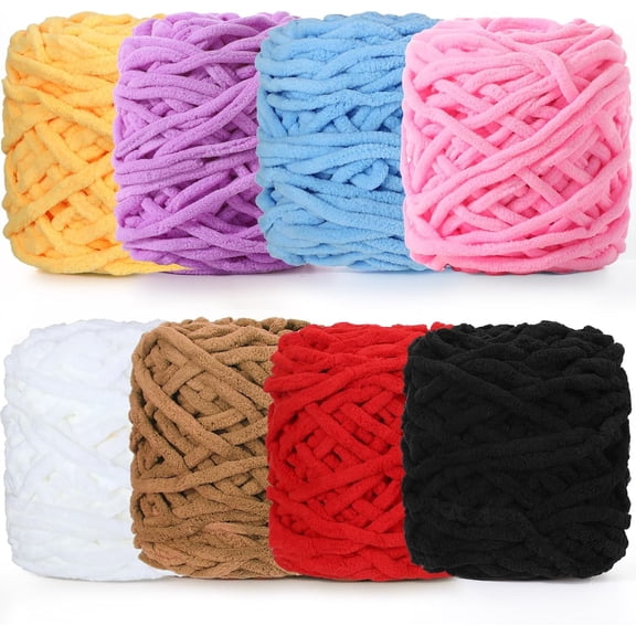100g Soft Chenille Yarn Velvet Blanket Yarn Thick Fluffy Plush Yarn for Crocheting Hand Knitting Weaving Sweater Shawl Scarf Gloves Mother's Day DIY Craft(Spring Colors, 8 Skeins)