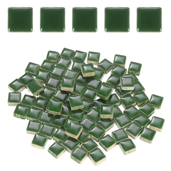 100g Square Mosaic Tiles, Ceramic Mosaic Tiles, 0.4 x 0.4Inch, Cyan Blue