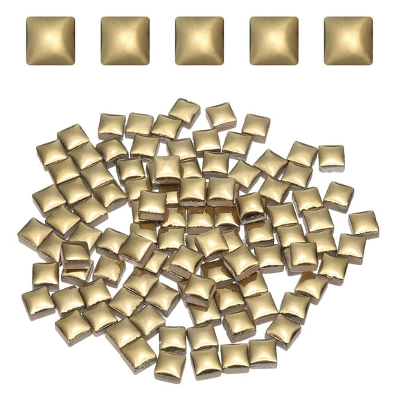 100g Square Mosaic Tiles, Ceramic Mosaic Tiles, 0.4 x 0.4Inch, Gold