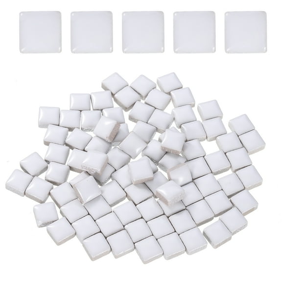100g Square Mosaic Tiles, Ceramic Mosaic Tiles, 0.4 x 0.4Inch, White