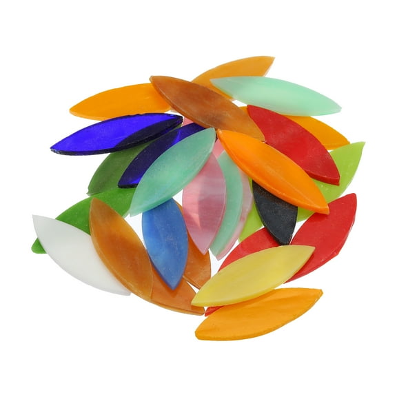 Uxcell 100g Stained Glass Mosaic Big Leaf 0.63" x 1.97" Multicolor Glass Mosaic Tiles Bulk for Craft Handmade Project