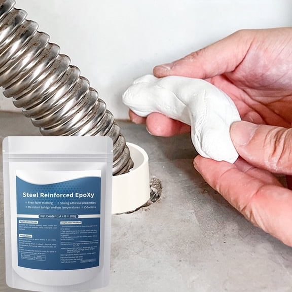 100g Steel Reinforced AB Epoxy Putty,Waterproof Heat Resistant 2-Part Repair Clay,Sandable Moldable All Purpose Filler Adhesive for Metal Pipe Wood Tile Ceramic Plastic DIY Crack Repair Sculpting