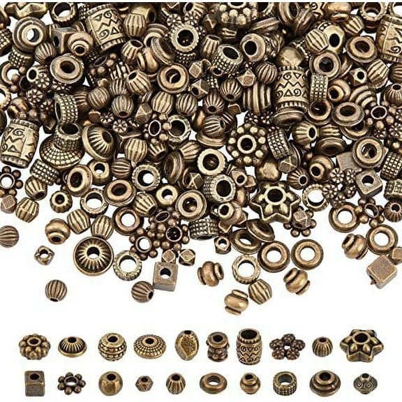 100g Tibetan Style Alloy Spacer Beads20 Styles Random Mixed Metal Flower Cone Round Column Spacer Beads