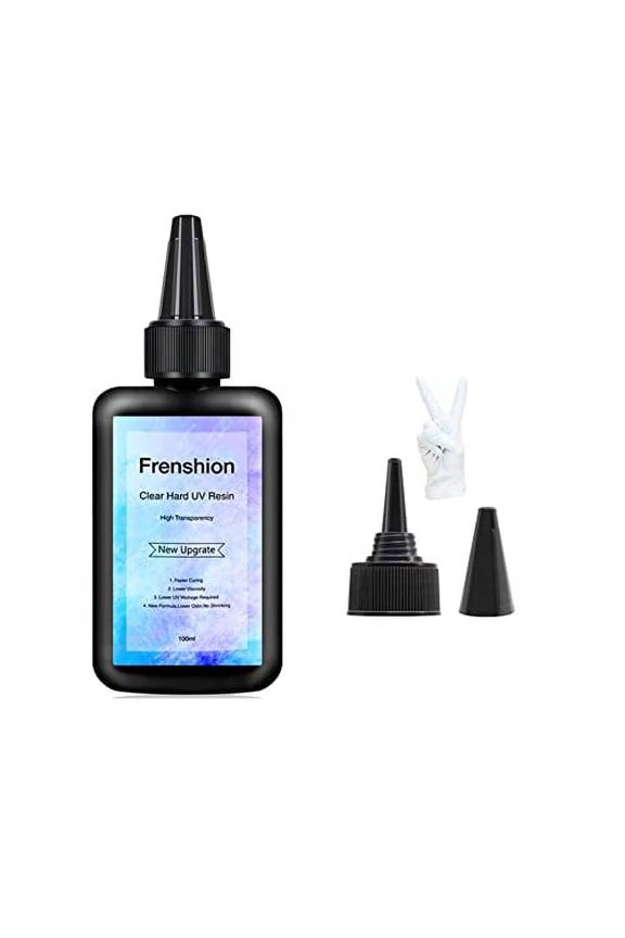 100g Upgrade Quick Cure! Hard Type Crystal Clear UV Resin, UV Glue Ultraviolet Curing, Solar Cure Sunlight Activated Resin Adhesive Glue for Jewelry Making, Casting & Coating+2 Pairs of Glove